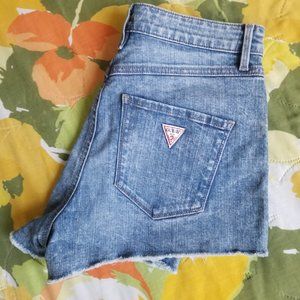 Guess High-rise Cutoff Denim Shorts Brit Pop Wash